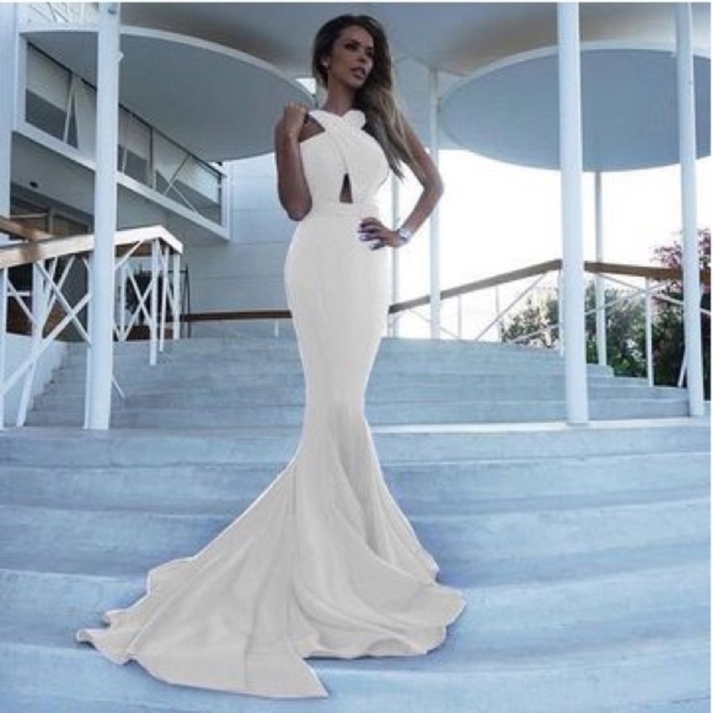 cute white prom dress